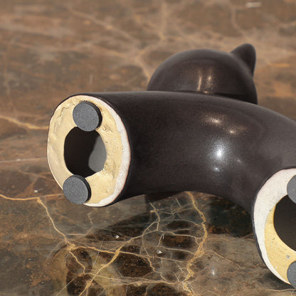 Black Ceramic Cat Figurine Decorative Ornament