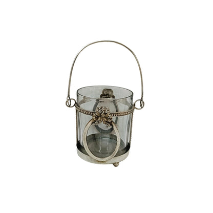 Silver Carved Handle Glass Candle Stand