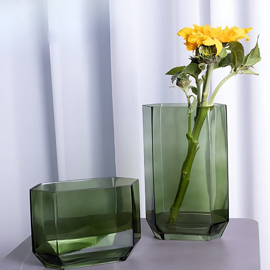 Handblown Glass Tabletop Vase (Brown, Green)